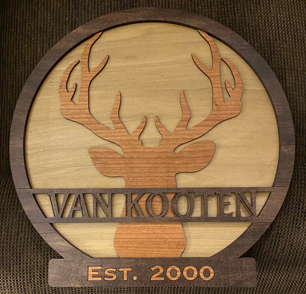 15 inch Round Name Sign with Deer