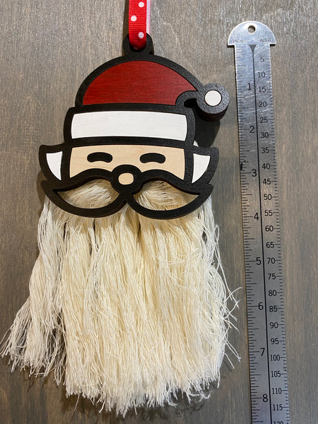 Macrame Beard Wooden Santa Ornament