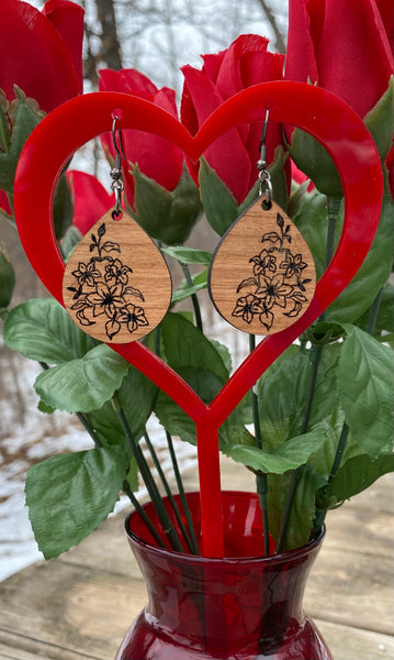 Bouquet Wands with Laser Cut Wooden Earrings