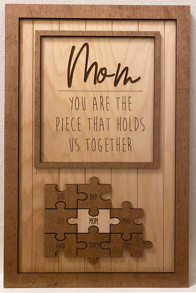 Personalized Family Puzzle Sign for Mom