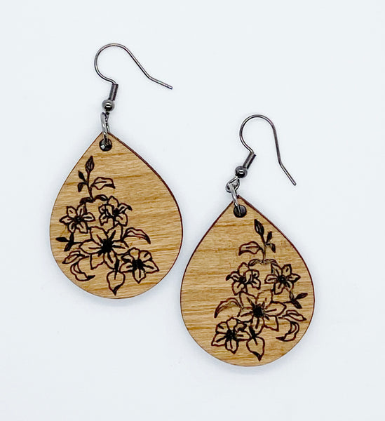 Bouquet Wands with Laser Cut Wooden Earrings